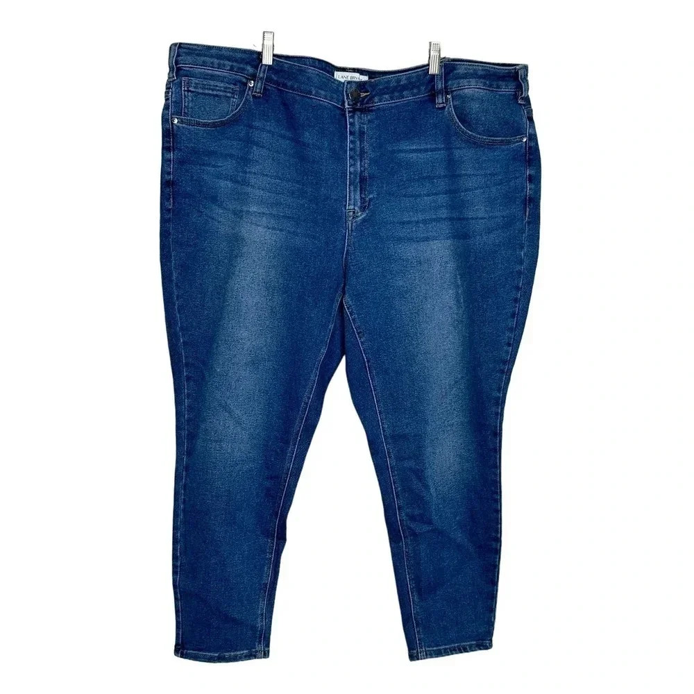 Lane Bryant Jeans 26‎ Blue High Rise Skinny Tapered Distressed Dark Wash Denim